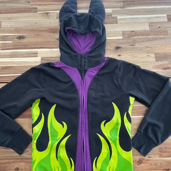 Disney Tops - Disney Parks Maleficent Zip Front Sweatshirt Hood horns Medium Fits Small